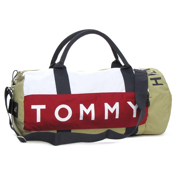 トミーヒルフィガー〔TOMMY HILFIGER〕ボストンバッグ ベージュ ホワイト 系〔Beige White 肌色 白色 系〕 HARBOUR  POINT 390532 L500039 SMALL DUFFLE BE/WT 261 KHAKI/NAVY CANVAS ボストン /モテビューティー